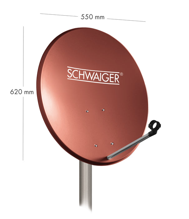 Satellitenschüssel Stahl Hellgrau/Rot/Anthrazit 55 cm