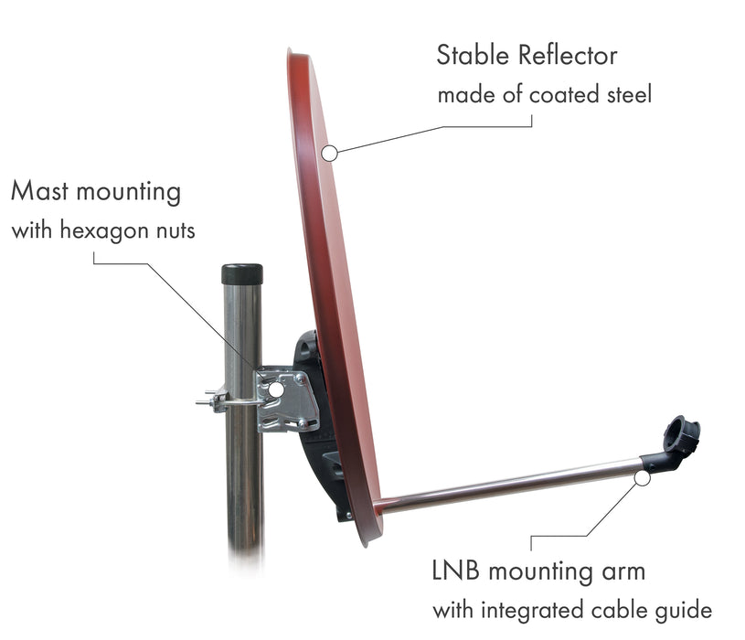 Satellitenschüssel Stahl Hellgrau/Rot/Anthrazit 55 cm