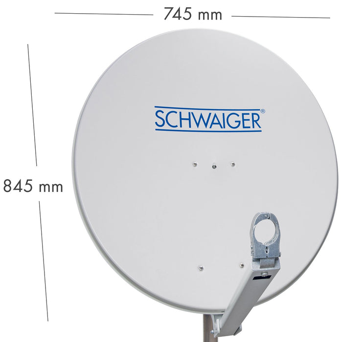 Aluminium Satellitenschüssel 80 cm vormontiert hellgrau