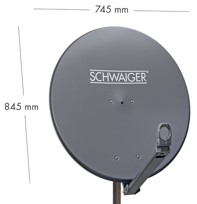 Aluminium Satellitenschüssel 80 cm Hellgrau/Rot/Anthrazit