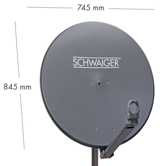 Aluminium Satellitenschüssel 80 cm vormontiert anthrazit