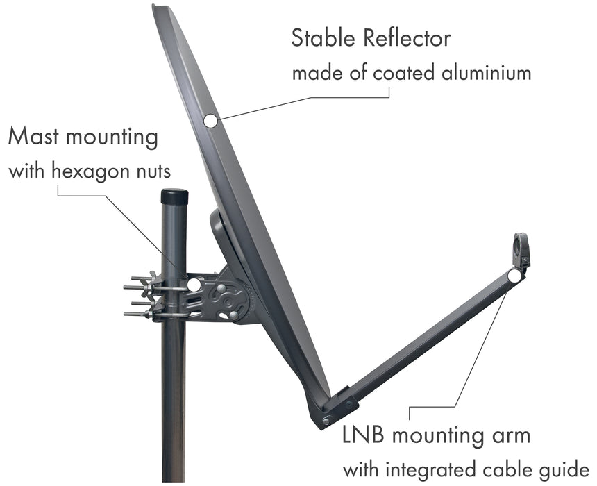 Aluminium Satellitenschüssel 80 cm vormontiert anthrazit