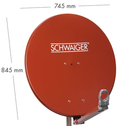 Aluminium Satellitenschüssel 80 cm Hellgrau/Rot/Anthrazit