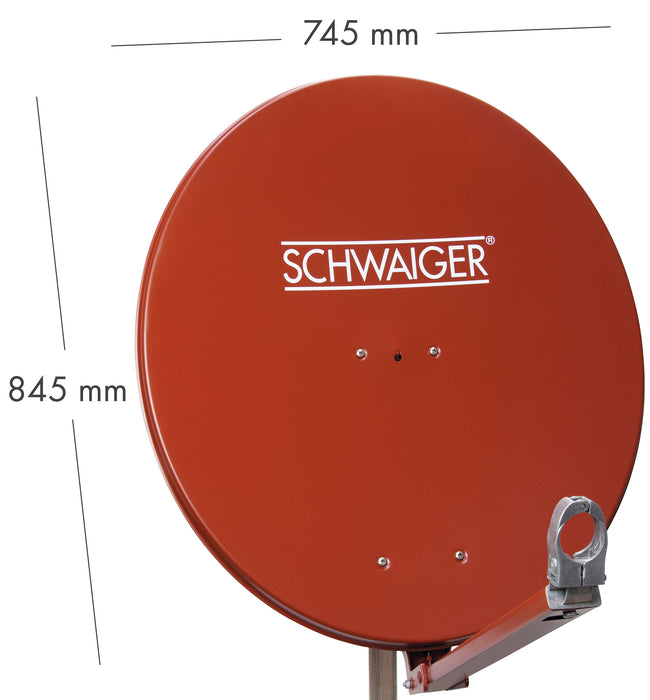 Aluminium Satellitenschüssel 80 cm vormontiert ziegelrot