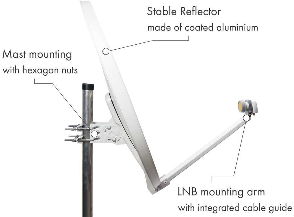 Aluminium Satellitenschüssel 88 cm hellgrau