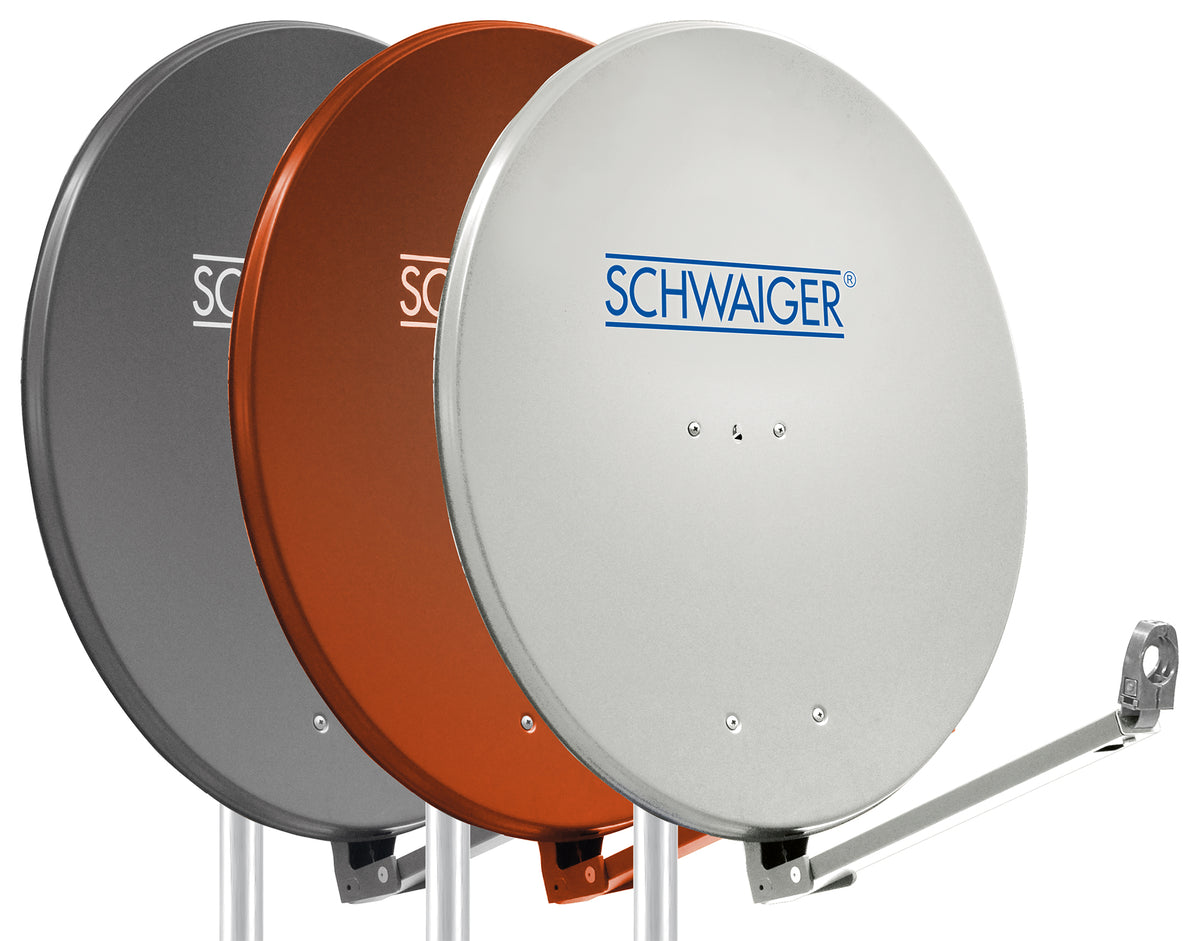 Aluminium Satellitenschüssel 88 cm Anthrazit/Hellgrau/Ziegelrot