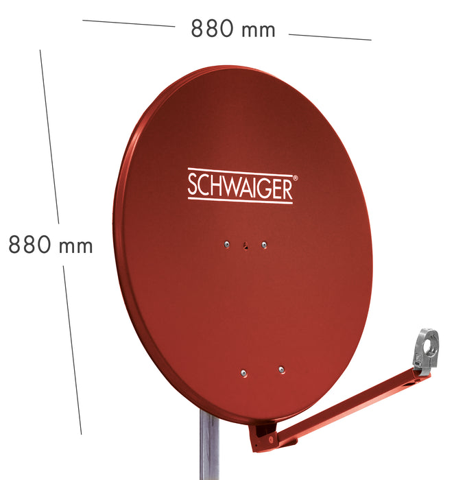 Aluminium Satellitenschüssel 88 cm ziegelrot