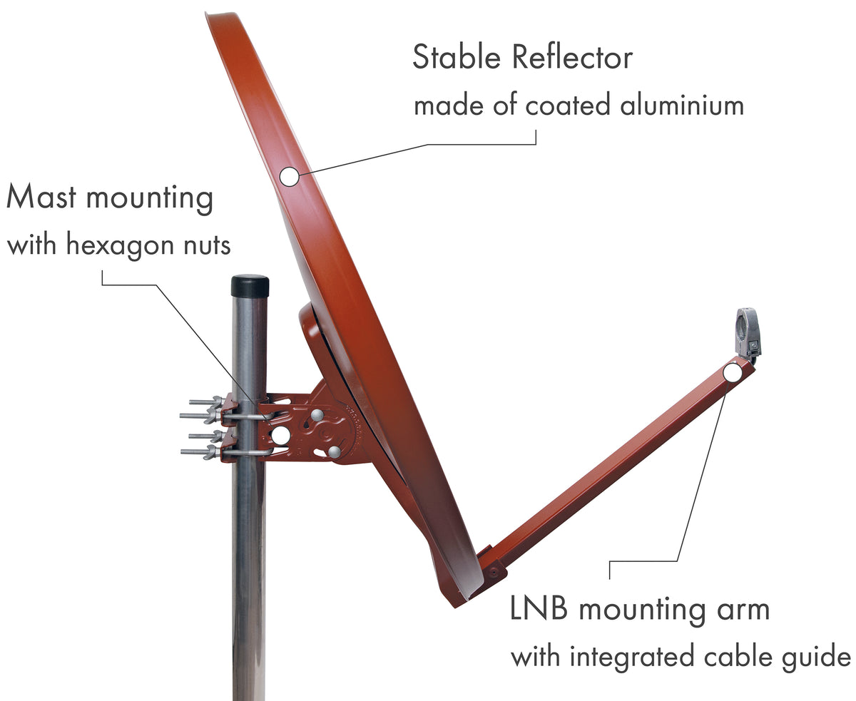 Aluminium Satellitenschüssel 88 cm Anthrazit/Hellgrau/Ziegelrot