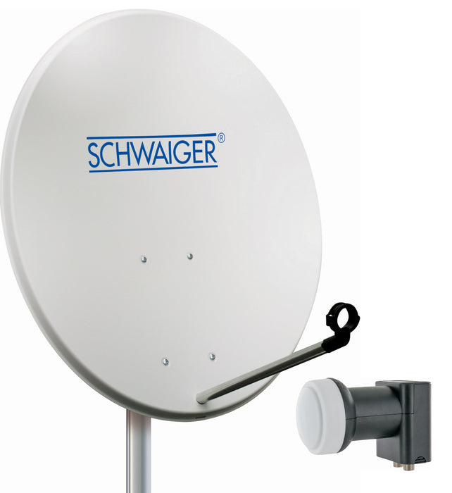 Satellitenanlage Set Weiß Stahl 72 cm mit Twin LNB