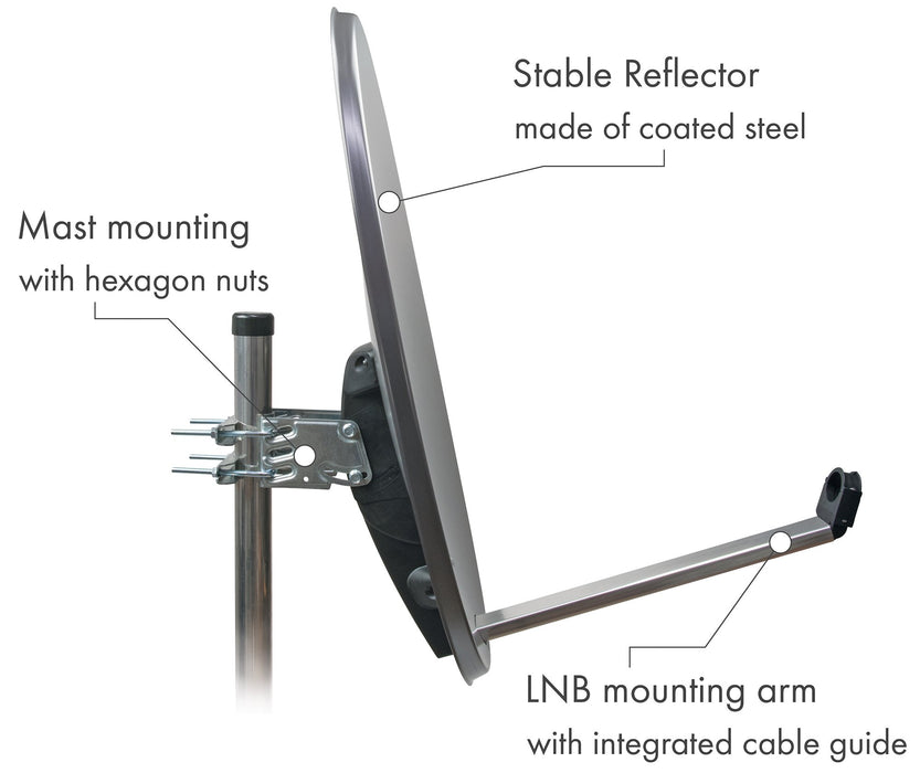 Satellitenschüssel Stahl Hellgrau/Rot/Anthrazit 75 cm