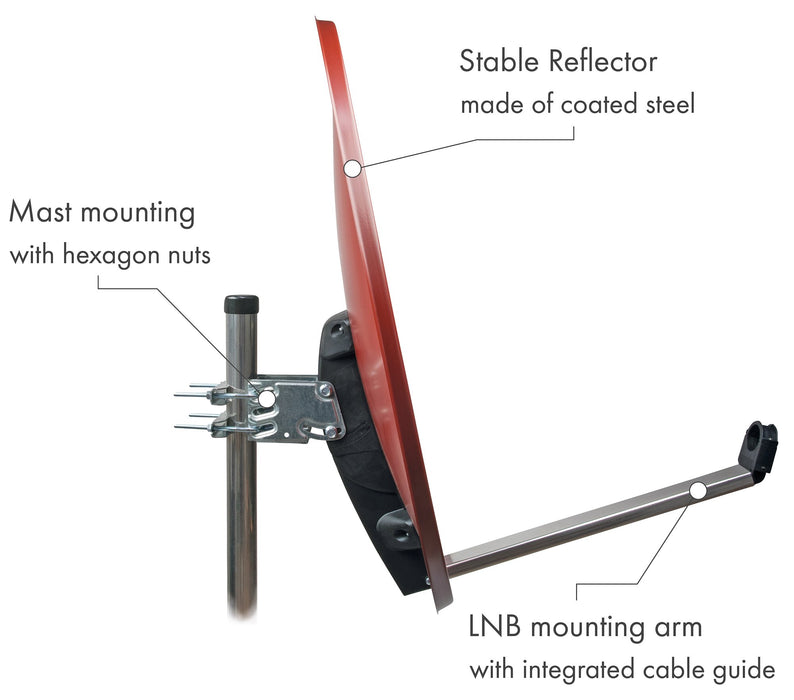 Satellitenschüssel Stahl Hellgrau/Rot/Anthrazit 75 cm