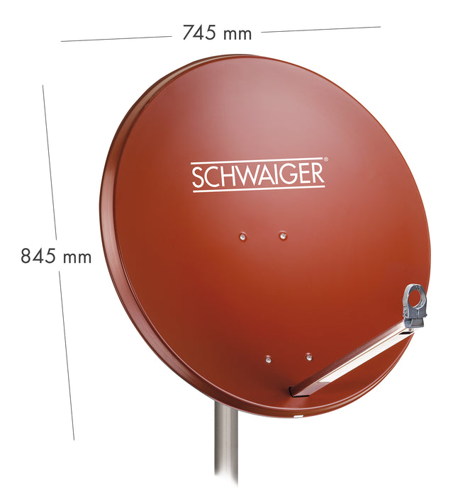 Satellitenanlage Set Ziegelrot Aluminium 80 cm