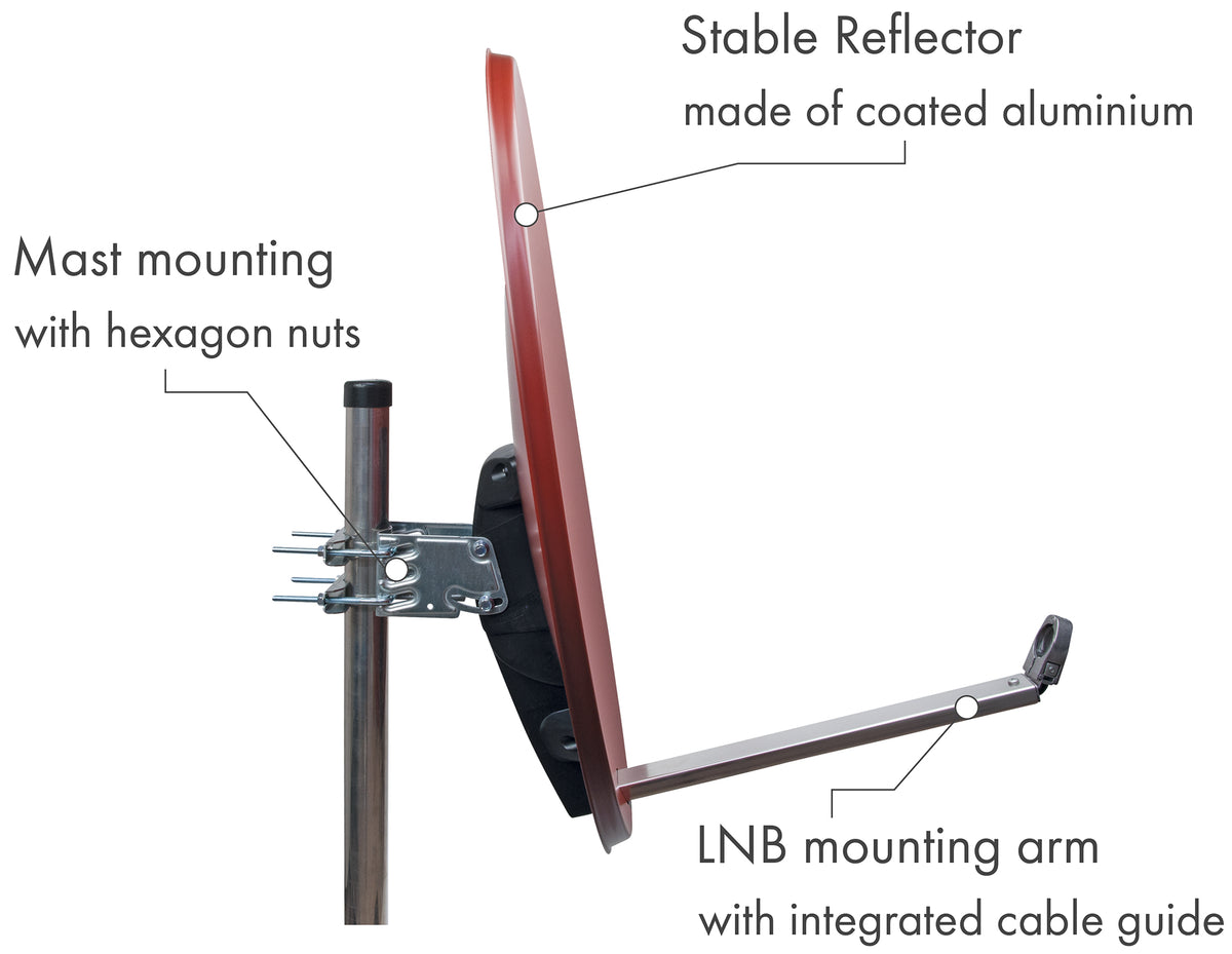 Aluminium Satellitenschüssel 80 cm Hellgrau/Rot/Anthrazit