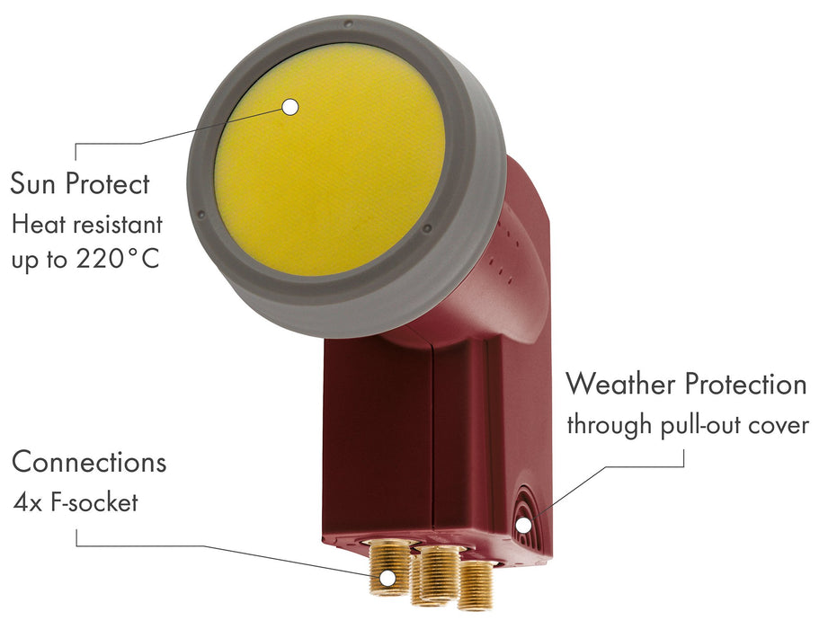 Quad LNB digital SUN PROTECT brick red