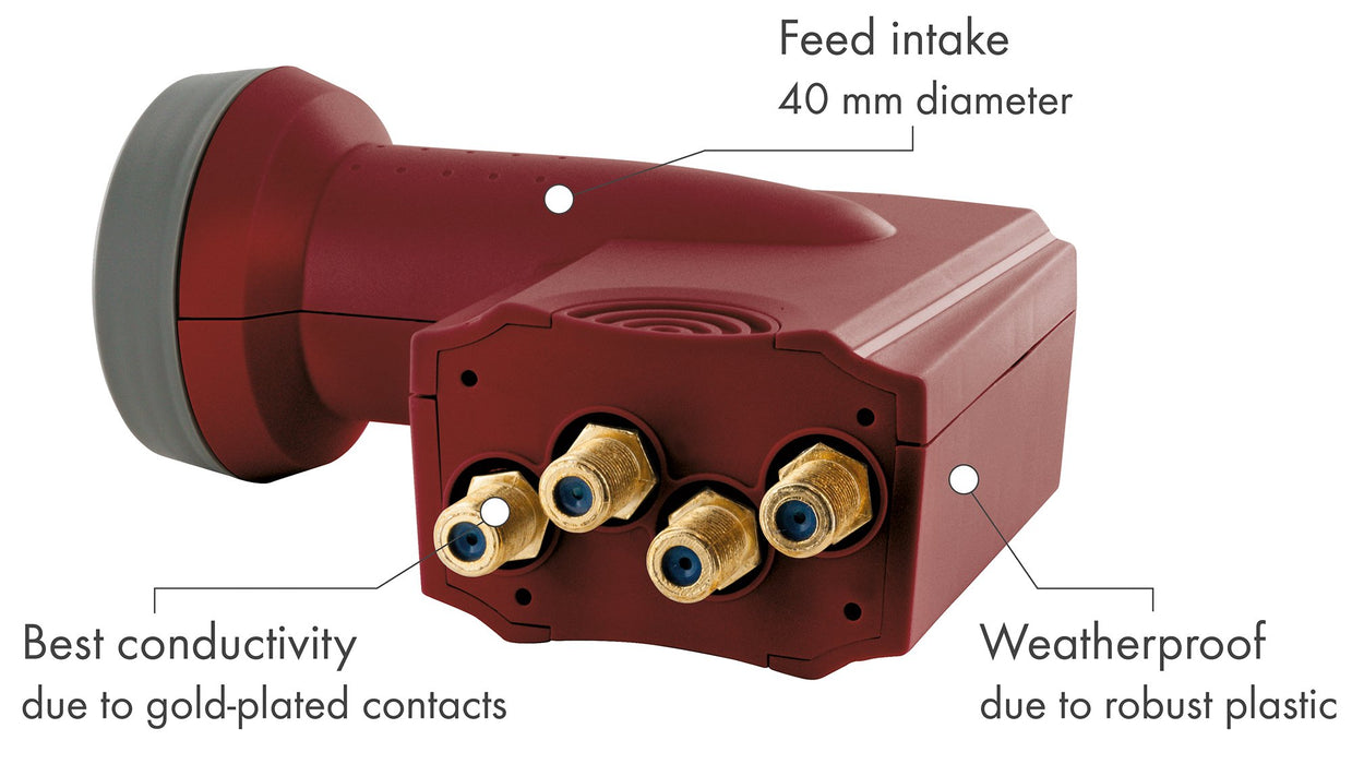 Quad LNB digital SUN PROTECT brick red