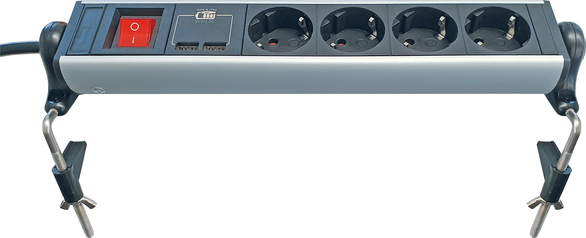Power strip with table mount 4-way 2 USB-A slots
