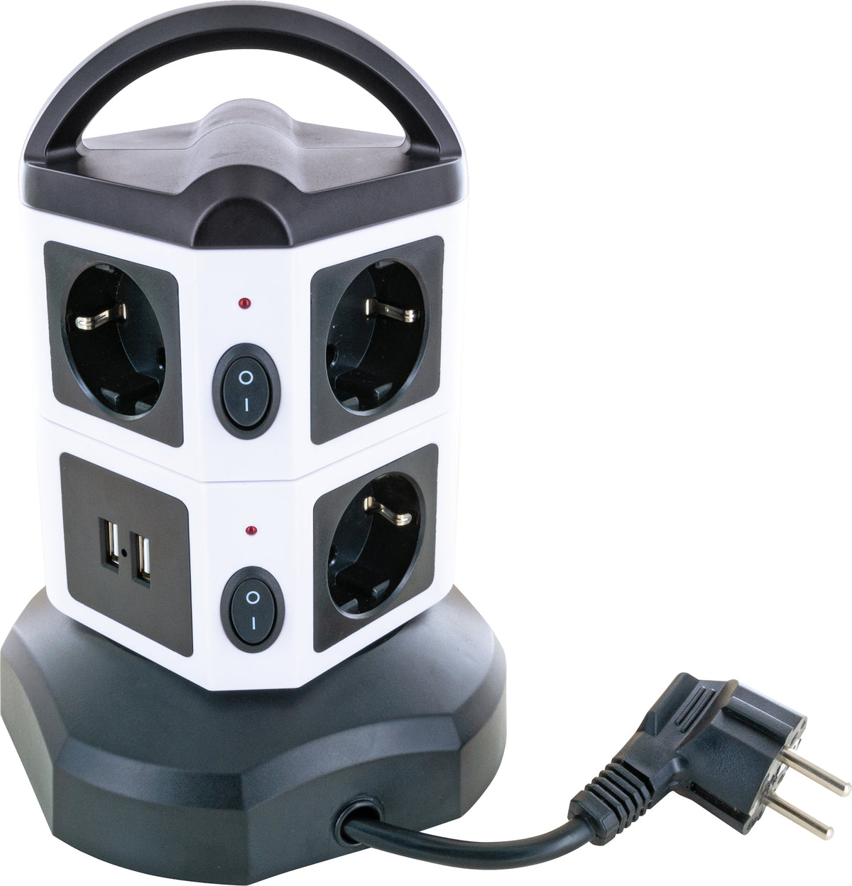 Socket tower 7-way 2 USB-A ports cable extendable rotatable