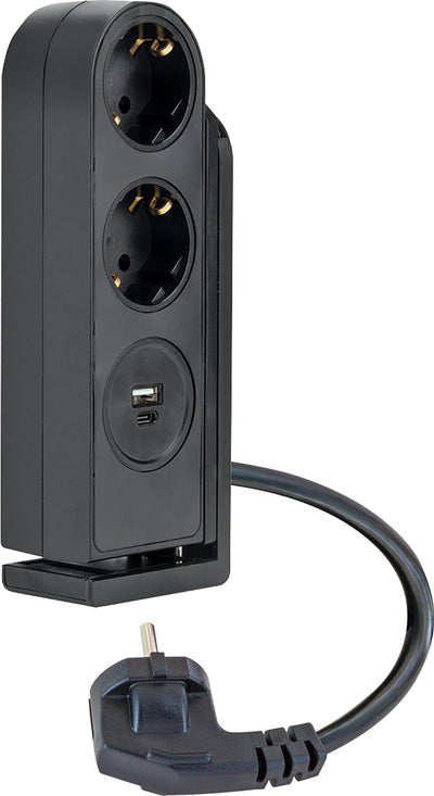 2-way table socket with USB-C/A connection
