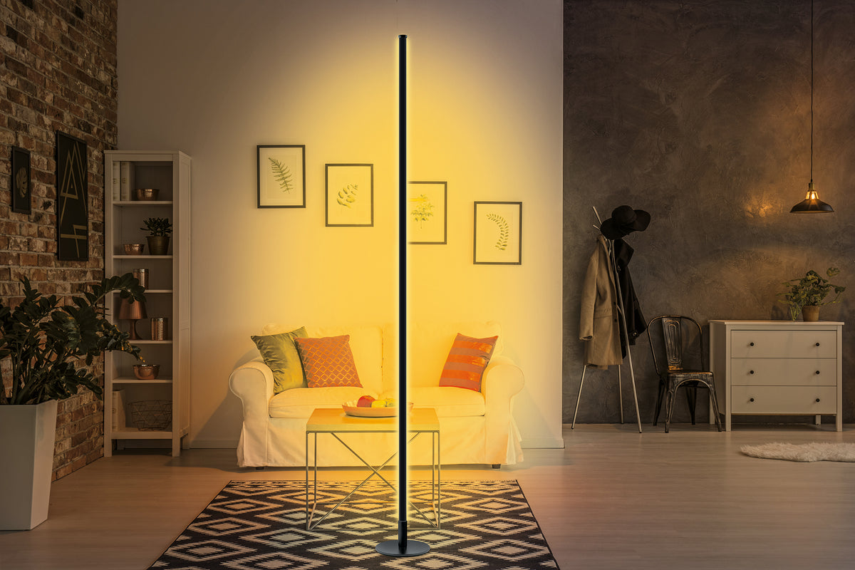 RGB LED floor lamp, dimmable, with color change, with remote control