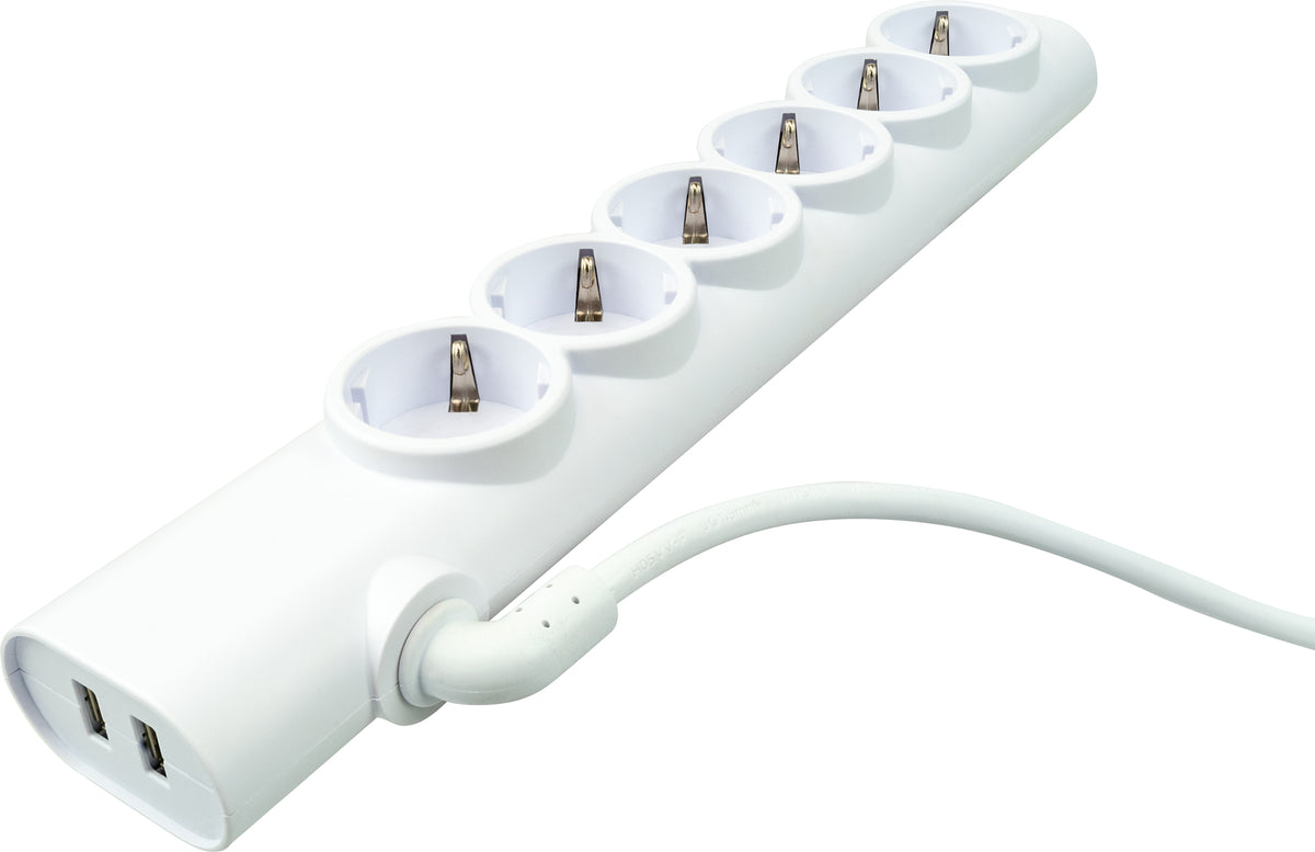 6-way power strip with rotatable power connection