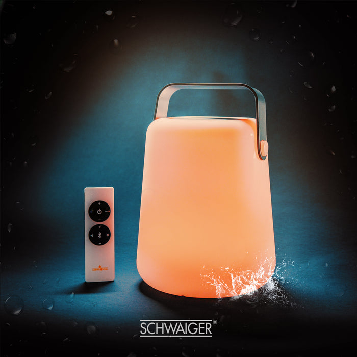 Lautsprecher Tischleuchte mit grauem Henkel