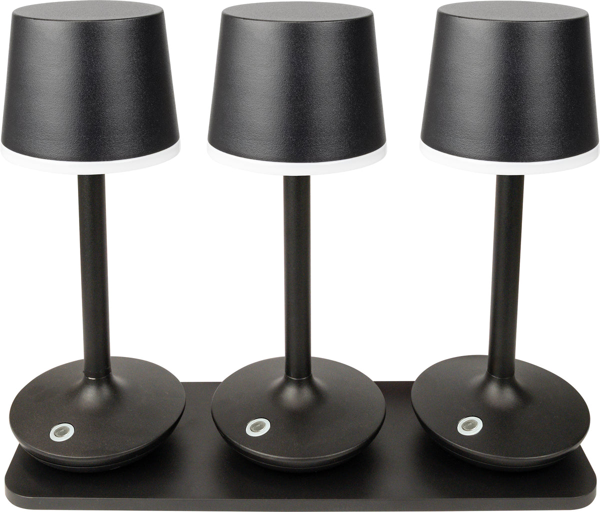 Tischleuchte 3er Set mit Ladeplatte