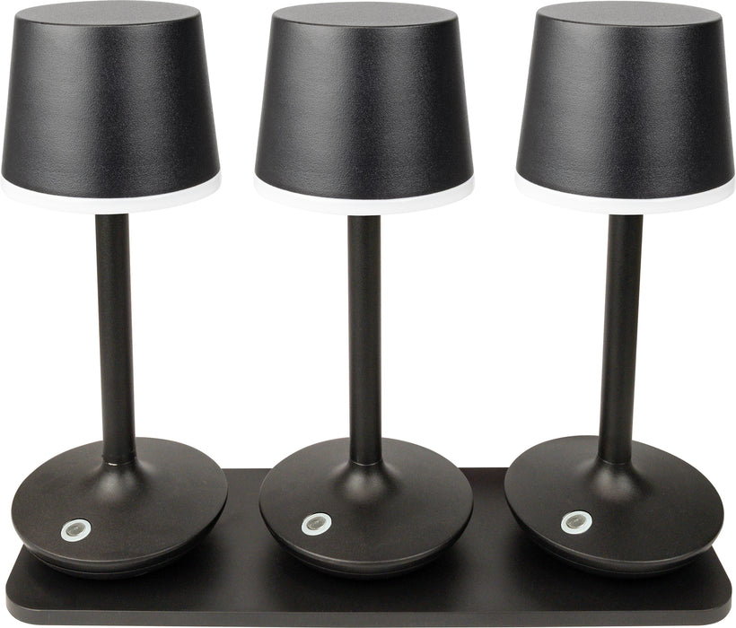 Tischleuchte 3er Set mit Ladeplatte