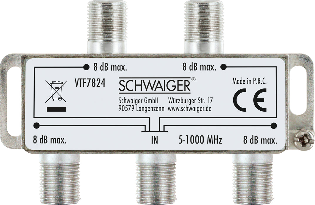 Verteiler 4-fach (12 dB) für Hausverteilanlagen Schwaiger