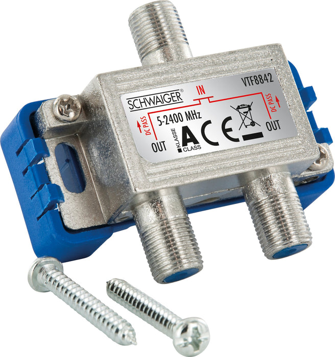 Schwaiger Verteiler 2-fach für SAT-, Antennen- und Kabelanlagen 5 dB