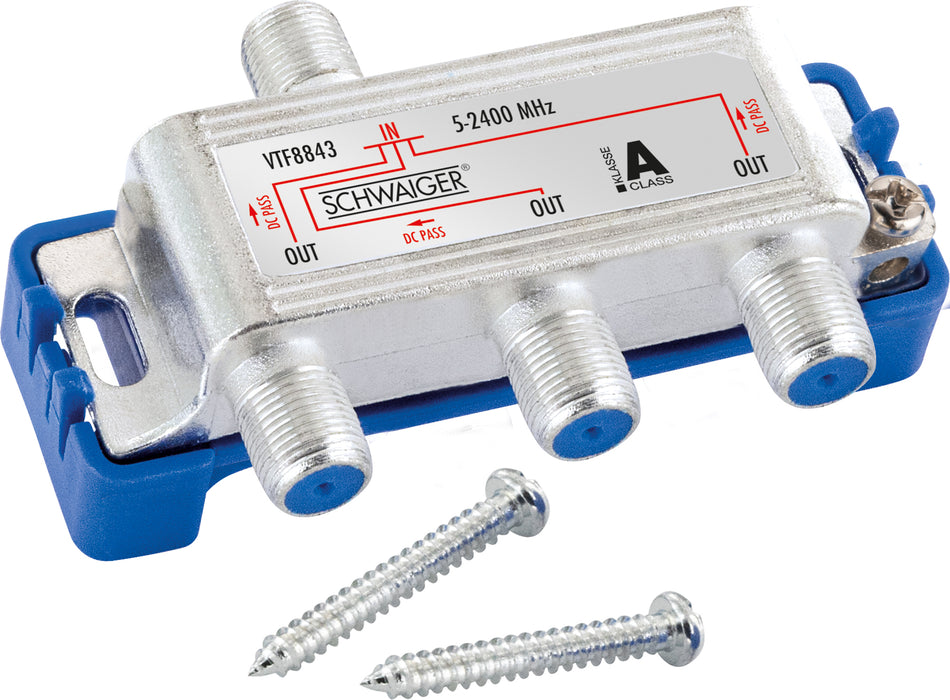 Schwaiger Verteiler 3-fach für SAT-, Antennen- und Kabelanlagen 8 dB