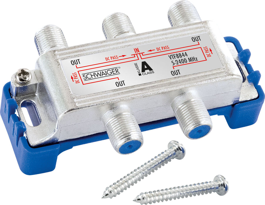 Schwaiger Verteiler 4-fach für SAT-, Antennen- und Kabelanlagen 9 dB