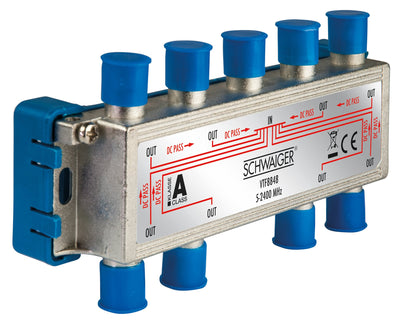 8-way distributor for satellite, antenna and cable systems 16 dB