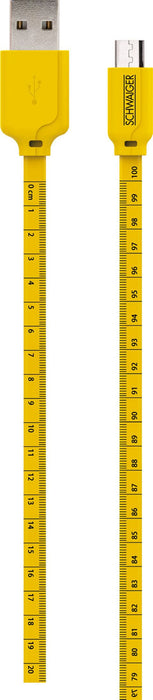 Micro USB sync & charge cable with measuring tape