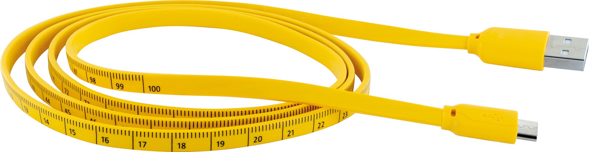 Micro USB sync & charge cable with measuring tape