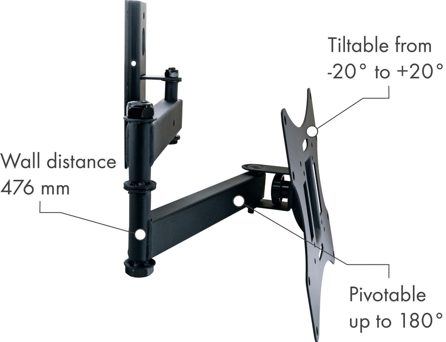 TV wall mount (3 joints), tiltable, swivelling, up to 30kg / 42" (VESA 200x200)