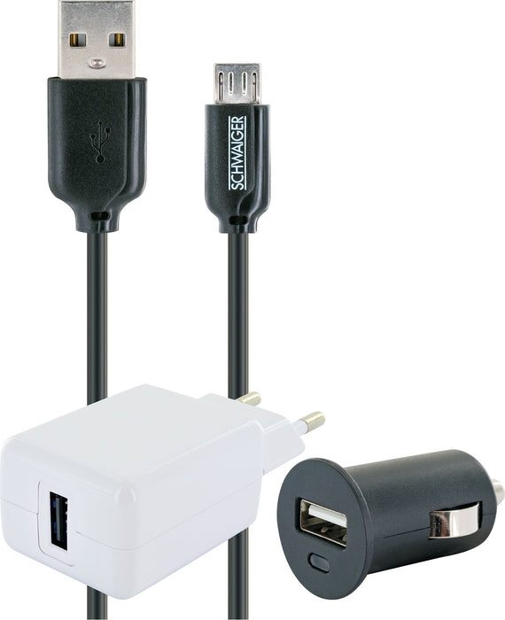 12 V & 230 V micro USB charging set "Smart"