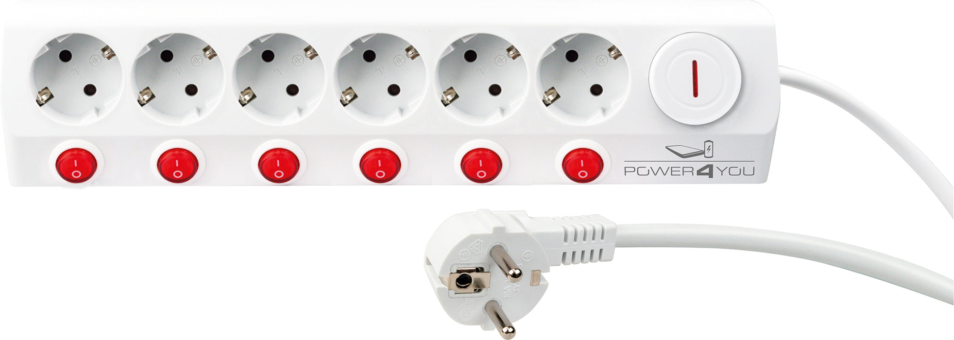 6-way power strip, individually switchable