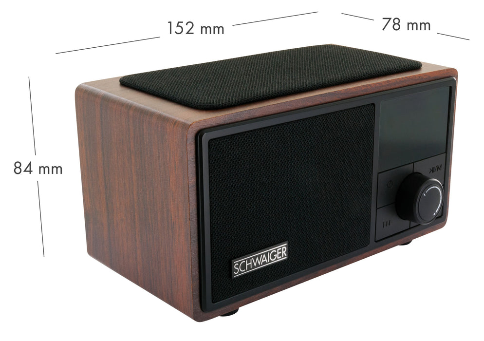 Clock radio via FM (analogue) and AUX-IN