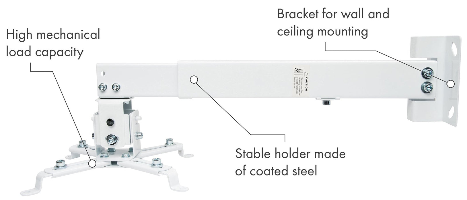 Wall and ceiling mount for projectors & beamers, tiltable, rotatable, up to 20kg