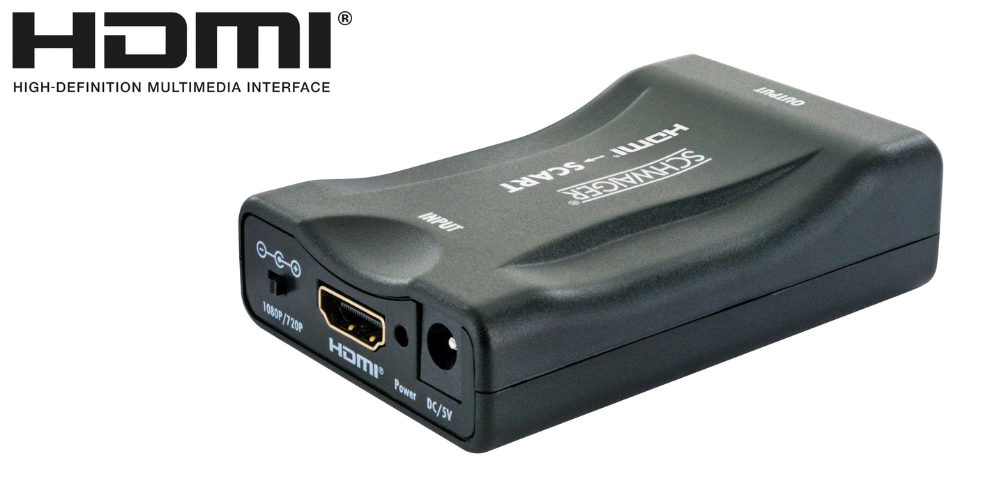 Scart zu HDMI Konverter mit Upscaler - konvertiert 480I (NTSC) / 576I (PAL)  Format in 720P / 1080P HDMI