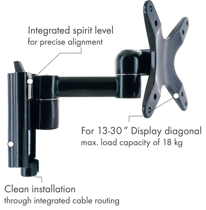 TV wall mount (2 joints), swivelling, tilting, up to 18kg / 30" (VESA 100x100)