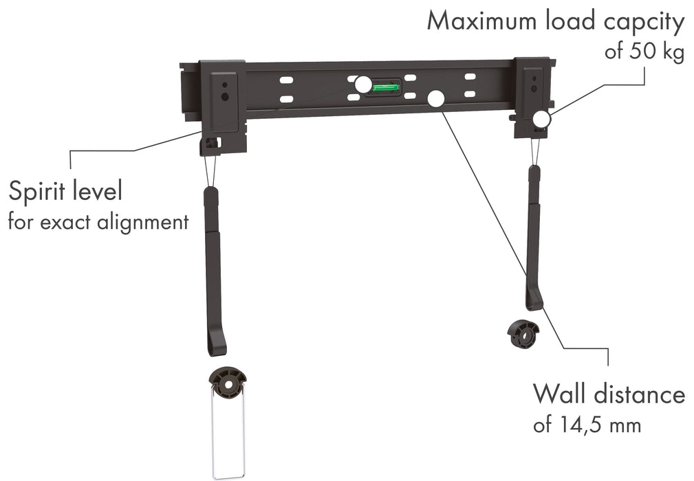 TV wall mount (fixed) up to 50kg / 55" (VESA max. 400)