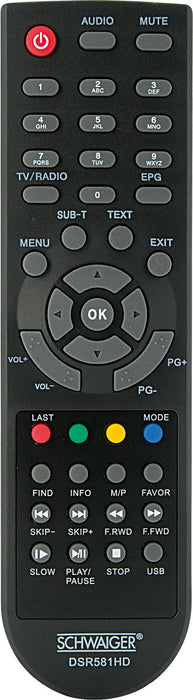 Replacement remote control (for: DSR581, without PVR)